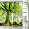 Rideaux de douche Forêt Paysage Tropical Jungle Arbres Cascade Nature Paysage Maison Jardin Tenture Murale Salle De Bain Rideau Décor