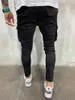 fi Mens Jeans Skinny Ripped Mul Pocket Denim Pants Streetwear Cargo Pants Hip Hop Black Trousers Spring Autumn Man Clothing k1H0#