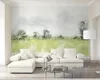 Fondos de pantalla Papel de parede Nordic Acuarela Verde Paisaje Bosques Pájaro Papel tapiz 3D Sala de estar Dormitorio Papeles de pared Decoración para el hogar Mural