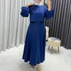 Etnik Giyim Müslüman Çiçek Katı Etekler İki Parçalı Set Kadın Ramazan Duası Dubai Türkiye Orta Doğu Uzun Fener Kollu Üst Etek Takım