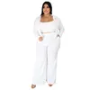 WSFEC L-5xl 2022 Fall Plus Size Women Odzież Trzy-częściowe zestawy rękawów Rab Rab Pant Suits żeńskie stroje hurtowe t5af#