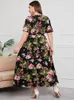 2021 fi woman summer dr plus plus size vemale v neke velcive floral print boho beach dr belted maxi lg dres 52hh＃