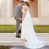 زائد أنيقة الحجم دكتور زفاف للعروس أبيض شيف مع الأكمام الأكمام الزفاف الطول الزفاف V الرقبة 2021 الجلباب S3CV#