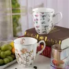 European Bone China Mubs Duża pojemność 420 ml Kreatywna duszpasterska Flower Tea Cup Office Milk Kawa Kubek Ceramiczny Dom Driviewa 210804