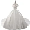 Promozione Pure Color Satin Robe Mariage Lustrous Ball Gown Wedding Dres Vestido De Noiva Plus Size Abiti da sposa personalizzati X5eR #