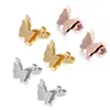 Stud European American Fashion Gold 3D Butterfly Titanium Earring Luxury Designer Rostfritt stål Matt Finish Animal Drop Delivery J Dhriu