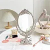 Retro Classical Style Makeup Mirror Wheat Straw Environmental Protection Cosmetics Home Decor Gifts For Women Xmas 240325