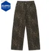 Jeans pour hommes Jeans imprimé léopard rétro pour hommes vêtements de rue hip-hop Harajuku sac hip-hop jeans pantalons pantalons en denim rétroL2403