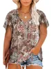 2022 Fi Vrouwen Zomer Blouse Vrouwelijke V-hals Korte Mouw Bloemenprint Casual T-shirt Dames Tops Plus Size Vrouwen kleding P1fk #