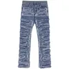 Patchwork Tie Dye Dyeans Men swobodne środki proste spodnie uliczne zgrana dziura w lupgy harajuku mężczyźni dżinsowe spodnie 61pq#