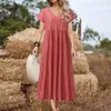 Casual Dresses 2024 Spring Summer Women's V Neck Short Sleeve Dress Floral Print Long Petite For Work