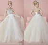 Robes de concours de petite fille avec cristaux de luxe et strass, col bijou, en tulle, robes de fête d'anniversaire formelles pour enfants, robes de demoiselle d'honneur, robe de bal pour tout-petits