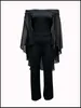 lw Plus Size Women Elegant Party Evening Birthday Outfits Cloak Sleeve Solid Color Loose Jumpsuit Wide Leg One Pieces Out fit 74sh#