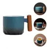 Tasses Tasse à café en céramique avec poignée en bois tasses à thé expresso pour boire de l'eau boisson bière