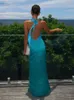 Sexy backless sleeveless womens summer fashion patch work color suspender long body dress elegant evening dress party dress 240329