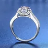 Anelli a grappolo 1CT Anello Moissanite per donna 925 VVS1 Certificato GRA regolabile D Colore Argento sterling Alla moda Gioielli di lusso Fascia nuziale