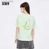 Camiseta de mujer Semir, camiseta de manga corta, camiseta holgada bordada para mujer, novedad de verano 2024, camiseta con sentido de diseño de fruta Casual24329