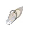 Designer Sandals Slingback Slippers Crystal Flat Sandal Low Heel Silver Mesh With Crystals Sparkling Print Shoe Rubber Leather Ankle Strap Women Slippers