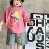 Moda infantil frutas impressas camisetas meninos algodão solto manga curta camisetas 2024 verão crianças dos desenhos animados shorts casuais z7392