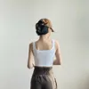 LO Hög Elastic Band Chest Cushion Square Neck Short Tank Top Womens Outwear Sleeveless Open Navel Cotton Sling 240322