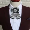 Bow -slipsar handgjorda brittiska stil nya diamanthalsar marinbågar för män bröllop groomsman bowtie slips mode klädtillbehör y240329