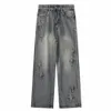 Aelfric Eden Star ricamato Wed Jeans 2023 uomini Hip Hop Denim Streetwear Hole Denim Pant Harajuku Jogging Jeans Harem Pants P5T9 #