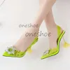 Designer Damen Sandalen Damen Stiletto Schuhe Kristall Sandalen Amina Neue Mode Große Größe Fee Transparent High Heel Sheos