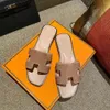 Oranje designer slippers voor dames dames oranne lederen flats glijbanen claquettes sandles luxe mode vrouw sandaal inermes schuifregelaars hermys hemers maat 35-42
