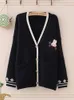 autunno coreano Mori ragazza dolce maglione Lolita simpatico coniglietto ricamo lavorato a maglia Top giapponese donna manica Lg cardigan cappotto maglieria E3vg #