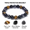 Bracelets extensibles en perles de pierre semi-précieuse pour hommes et femmes, Yoga de guérison, 8mm 10mm, œil de tigre naturel, perles d'agate d'obsidienne