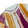 Pulls pour hommes 2024 printemps / automne rétro tricoté col rond pull en vrac motif de melon amer 3D contraste de vague pull de style ethnique