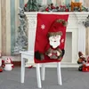 Housses de chaise Couverture de Noël 3D Santa Bonhomme de neige Elk Back Table de dîner Décor