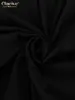 Clacive figurbetontes schwarzes Patchwork-Kleid, elegantes Rüschenkragen-Langarm-Büro-Midi-Mode-Kleid mit schmalem Schlitz für Frauen 240319