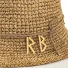 Mode Zomer Handgemaakte Raffia Strohoed Voor Vrouwen Elegante Brief Strand Brede Rand Schipper Emmer Designer Hoeden Chapeau 240320