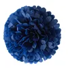 Décoration de fête 1pcs Set 7.8 pouces Boules de fleurs en papier bleu profond pour anniversaire Décorations de fleurs de tissus suspendus Pom