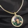 Pendant Necklaces Round Po Custom Made Medallions Picture Necklace & Tennis Chain Gold Color Cubic Zircon Men's Hip Hop Je336G