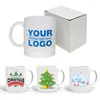 Tasses Tasse à café de Noël en céramique sublimée par logo personnalisé rouge et blanc de 11 oz