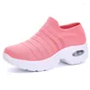 Fitness Shoes Women Sneakers Vulcanized Sock Spring Slip On Flat Plus Size Loafers Mid Heel
