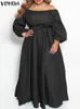 plus Size VONDA 2024 Women Dr Autumn Lg Maxi Sundr Casual Solid Elegant Off Shoulder Bohemian Party Vestido Belted f1Gt#