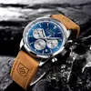 Wristwatches 2024 LIGE Panda Eyes Quartz Mens Watches Fashion Business Leather Strap Waterproof Date Chronograph Luminous Watch For Men 24329