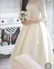 Robe de mariée personnalisée à col carré, ligne a, manches 3/4 Lg, en Satin, photographie coréenne, robe de mariée Simple, Y2s0 #