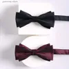 Bow Ties Fashion Man Versiyonu Bow Tie Erkekler Siyah Kırmızı Damat En İyi Adam Düğün Takım Gömlek Bow Tie Elbise Aksesuarları Moda y240329