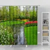 Rideaux de douche Rideau de jardin Parc Paysage Bois Plantes vertes Fleur Impression 3D Salle de bain Polyester Décor Accessoires de toilette