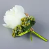 Boutniere frs Wedding Corsage Pinsホワイトピンクの花gromBoutniere Men Wedding Suit Brooch Witn Marriage Acciories O1em＃