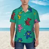 Camisas casuais masculinas colorido urso impressão camisa de férias abstrato animal havaiano masculino vintage blusas de manga curta streetwear topos