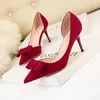 Kleidschuhe 2024 Frühling Frauen Stiletto 7 cm High Heels Pumps Knoten Tacones Hochzeit Valentinstag Plus Größe 41