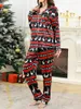 Home Abbigliamento Donna S Set pigiama natalizio 2 pezzi Camicia con orlo di piume Top Pantaloni Set di indumenti da notte