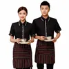 hotel food service overalls women short sleeve restaurant waiter uniform woman cafe waitr uniform catering staff work outfit o7VQ#