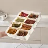 Storage Bottles Spice Box With Lid & Handle Rectangular Snack Bowl 4/8 Compartments Divided Serving Tray Kitchen Supplies