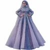 Muslimsk kvällsdres för kvinnor Chiff LG Sleeve Abendkleider pärlstav marockansk kaftan muslimska prom klänningar applikation mantel vestido d2kq#